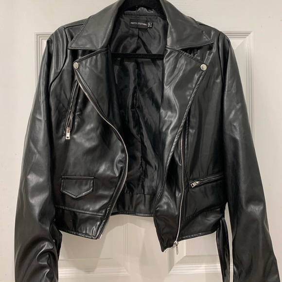 PRETTY LITTLE THING Polie Black PU Biker Jacket
